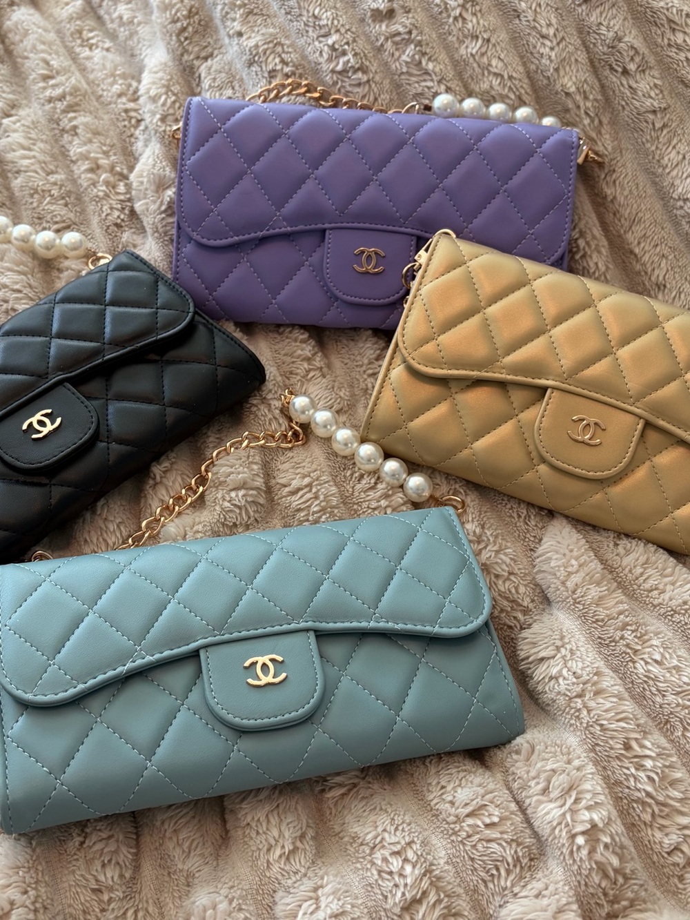 Quilted Chain Clutch or Wristlet